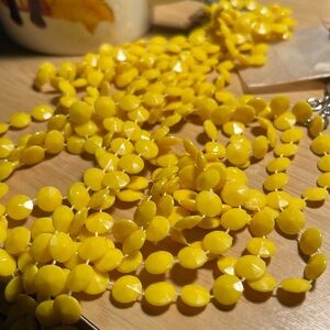 Vintage 54” Yellow Three Strand Necklace